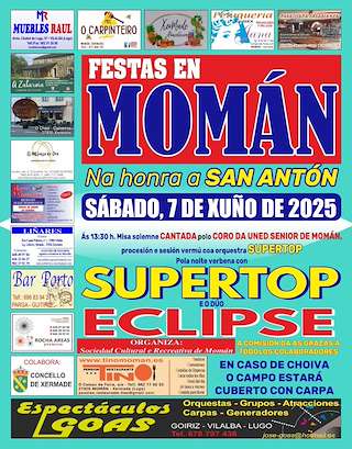 Fechas, información, programa, cartel, imágenes, mapa y ubicación de San Antón de Momán   en  Xermade