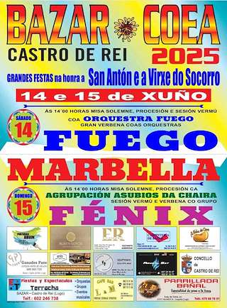Fechas, información, programa, cartel, imágenes, mapa y ubicación de San Antón e Virxe do Socorro de Bazar - Coea  en  Castro de Rei