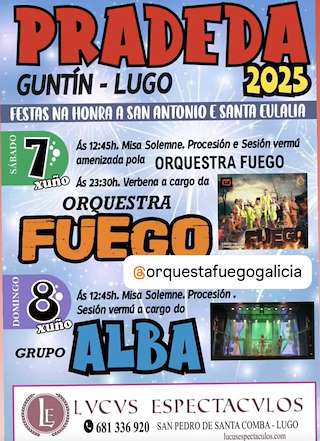 Fechas, información, programa, cartel, imágenes, mapa y ubicación de San Antón y Santa Eulalia de Pradeda  en  Guntín