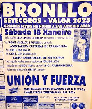 Fechas, información, programa, cartel, imágenes, mapa y ubicación de San Antonio Abad de Bronllo  en  Valga