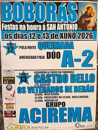 Fechas, información, programa, cartel, imágenes, mapa y ubicación de San Antonio (2026)  en  Boborás
