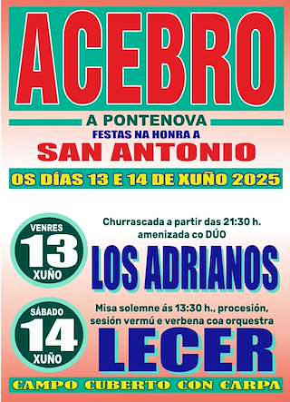 Fechas, información, programa, cartel, imágenes, mapa y ubicación de San Antonio de Acebro  en  A Pontenova