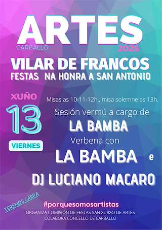 Fechas, información, programa, cartel, imágenes, mapa y ubicación de San Antonio de Artes  en  Carballo