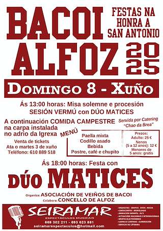 Fechas, información, programa, cartel, imágenes, mapa y ubicación de San Antonio de Bacoi  en  Alfoz