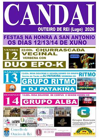 Fechas, información, programa, cartel, imágenes, mapa y ubicación de San Antonio de Candai (2026)  en  Outeiro de Rei