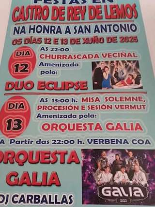 Fechas, información, programa, cartel, imágenes, mapa y ubicación de San Antonio de Castro de Rei de Lemos  en  Paradela