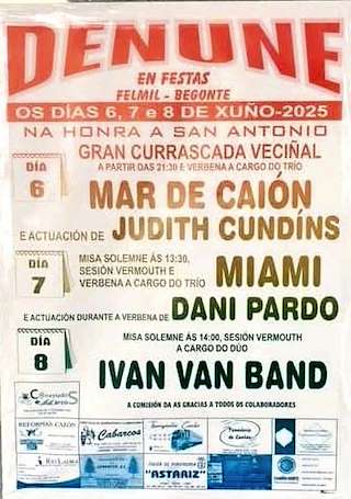 Fechas, información, programa, cartel, imágenes, mapa y ubicación de San Antonio de Denune   en  Begonte