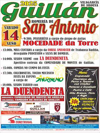 Fechas, información, programa, cartel, imágenes, mapa y ubicación de San Antonio de Guillán  en  Vilagarcía de Arousa