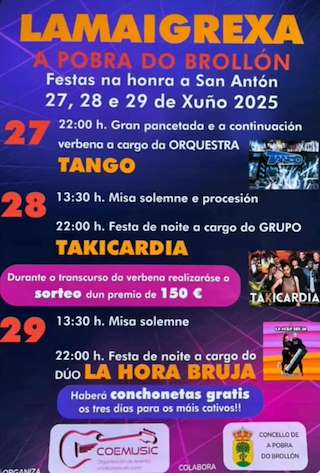 Fechas, información, programa, cartel, imágenes, mapa y ubicación de San Antonio de Lamaigrexa  en  A Pobra do Brollón