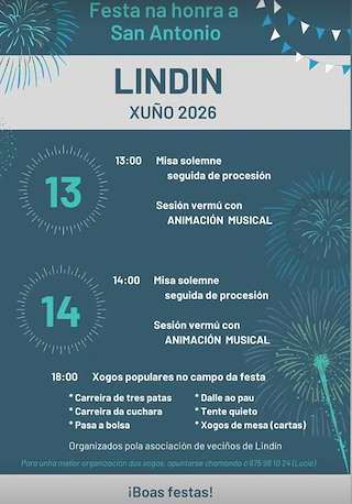 Fechas, información, programa, cartel, imágenes, mapa y ubicación de San Antonio de Lindin (2026)  en  Mondoñedo