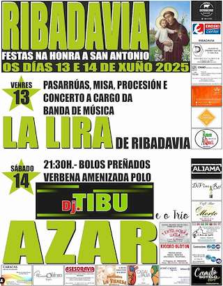 Fechas, información, programa, cartel, imágenes, mapa y ubicación de San Antonio de Padua (2026)  en  Ribadavia