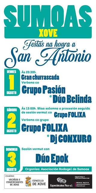 Fechas, información, programa, cartel, imágenes, mapa y ubicación de San Antonio de Sumoas  en  Xove