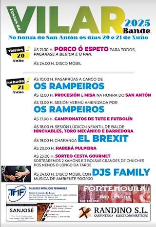 Fechas, información, programa, cartel, imágenes, mapa y ubicación de San Antonio de Vilar  en  Bande