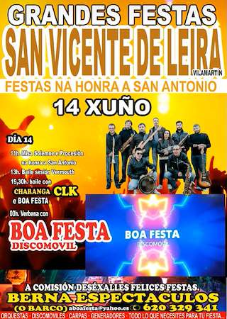 Fechas, información, programa, cartel, imágenes, mapa y ubicación de San Antonio e Corazón de Jesús de San Vicente  en  Vilamartín de Valdeorras