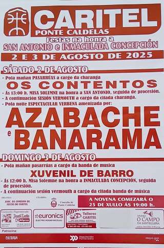 Fechas, información, programa, cartel, imágenes, mapa y ubicación de San Antonio e Inmaculada Concepción de Caritel  en  Ponte Caldelas