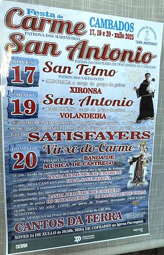 Fechas, información, programa, cartel, imágenes, mapa y ubicación de San Antonio e O Carme  en  Cambados