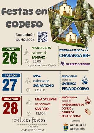 Fechas, información, programa, cartel, imágenes, mapa y ubicación de San Antonio e San Paio de Codeso (2026) en Boqueixón
