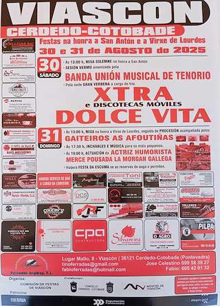 Fechas, información, programa, cartel, imágenes, mapa y ubicación de San Antonio e Virxe de Lourdes de Viascon  en  Cerdedo-Cotobade