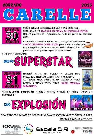 Fechas, información, programa, cartel, imágenes, mapa y ubicación de San Antonio e Virxe dos Milagros de Carelle   en  Sobrado