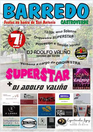 Fechas, información, programa, cartel, imágenes, mapa y ubicación de San Antonio en San Andrés de Barredo  en  Castroverde