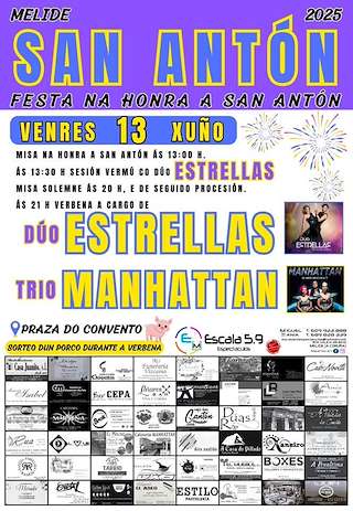Fechas, información, programa, cartel, imágenes, mapa y ubicación de San Antonio  en  Melide
