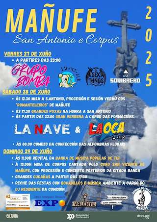 Fechas, información, programa, cartel, imágenes, mapa y ubicación de San Antonio y Corpus Christi de Mañufe  en  Gondomar