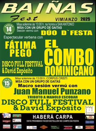 Fechas, información, programa, cartel, imágenes, mapa y ubicación de San Antonio y Corpus Cristi de Baíñas  en  Vimianzo