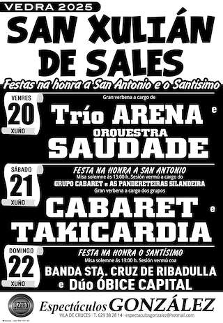 Fechas, información, programa, cartel, imágenes, mapa y ubicación de San Antonio y el Santísimo Sacramento de San Xulián de Sales  en  Vedra