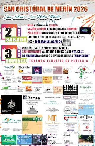 Fechas, información, programa, cartel, imágenes, mapa y ubicación de San Antonio y San Pedro Mártir de Merín (2026)  en  Vedra