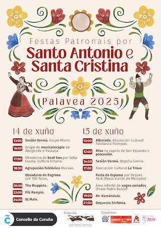 Fechas, información, programa, cartel, imágenes, mapa y ubicación de San Antonio y Santa Cristina de Palavea   en  A Coruña