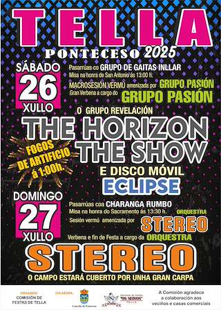 Fechas, información, programa, cartel, imágenes, mapa y ubicación de San Antonio y Santísimo Sacramento de Tella  en  Ponteceso