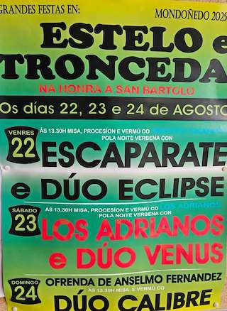 Fechas, información, programa, cartel, imágenes, mapa y ubicación de San Bartolo de Estelo e Tronceda  en  Mondoñedo
