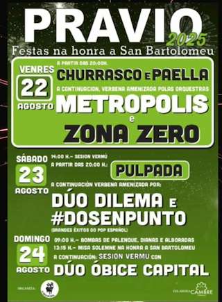 Fechas, información, programa, cartel, imágenes, mapa y ubicación de San Bartolomé de Pravío  en  Cambre