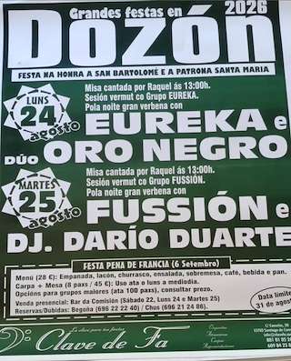 Fechas, información, programa, cartel, imágenes, mapa y ubicación de San Bartolomé e Santa María (2026)  en  Dozón