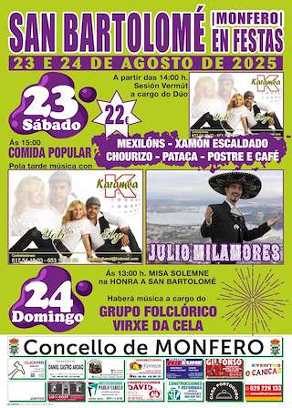 Fechas, información, programa, cartel, imágenes, mapa y ubicación de San Bartolomé  en  Monfero