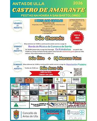 Fechas, información, programa, cartel, imágenes, mapa y ubicación de San Bartolomeo de Castro de Amarante (2026)  en  Antas de Ulla