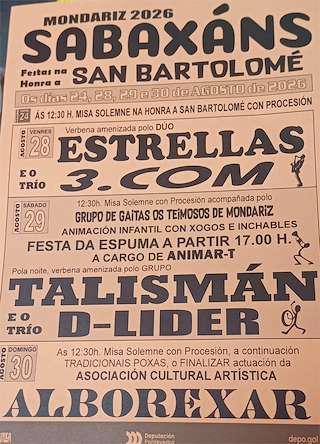 Fechas, información, programa, cartel, imágenes, mapa y ubicación de San Bartolomeu de Sabaxáns (2026)  en  Mondariz