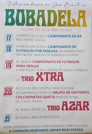 Fechas, información, programa, cartel, imágenes, mapa y ubicación de San Benito de Bobadela  en  Xunqueira de Ambía