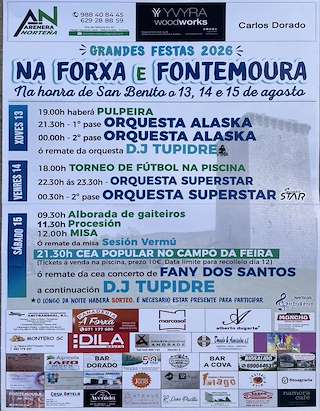 Fechas, información, programa, cartel, imágenes, mapa y ubicación de San Benito de Forxa e Fontemoura (2026) en Porqueira