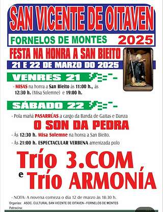 Fechas, información, programa, cartel, imágenes, mapa y ubicación de San Benito de San Vicente de Oitaven  en  Fornelos de Montes