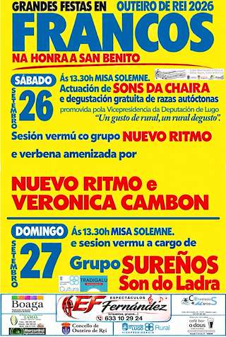 Fechas, información, programa, cartel, imágenes, mapa y ubicación de San Benito de Santiago de Francos (2026) en Outeiro de Rei