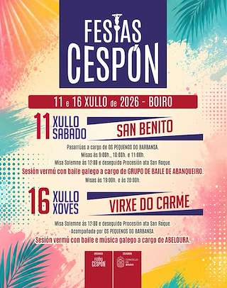 Fechas, información, programa, cartel, imágenes, mapa y ubicación de San Benito e Virxe do Carme de Cespón (2026)  en  Boiro