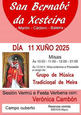 Fechas, información, programa, cartel, imágenes, mapa y ubicación de San Bernabé da Xesteira (2026)  en  Baleira