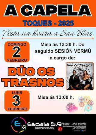 Fechas, información, programa, cartel, imágenes, mapa y ubicación de San Blas de A Capela  en  Toques
