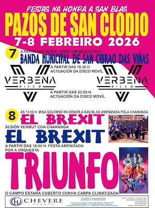Fechas, información, programa, cartel, imágenes, mapa y ubicación de San Blas de Pazos de San Clodio (2026)  en  San Cibrao das Viñas