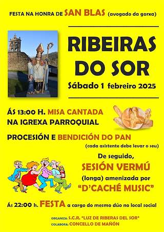 Fechas, información, programa, cartel, imágenes, mapa y ubicación de San Blas de Ribeiras do Sor   en  Mañón