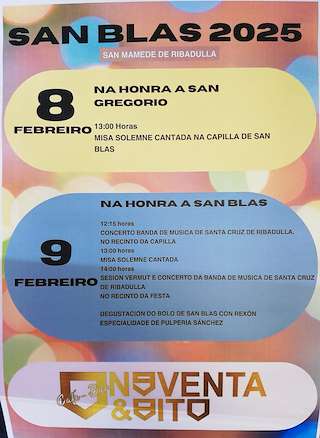 Fechas, información, programa, cartel, imágenes, mapa y ubicación de San Blas de San Mamede de Rivadulla  en  Vedra