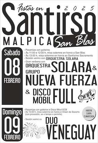 Fechas, información, programa, cartel, imágenes, mapa y ubicación de San Blas de Santirso  en  Malpica de Bergantiños