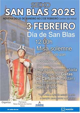 Fechas, información, programa, cartel, imágenes, mapa y ubicación de San Blas de Seixo  en  Marín