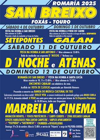 Fechas, información, programa, cartel, imágenes, mapa y ubicación de San Breixo de Foxás (2025)  en  Touro